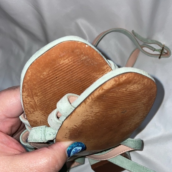 J. Crew Seafoam Green Suede Leather Strappy Heeled Sandals size 7 - Picture 16 of 16